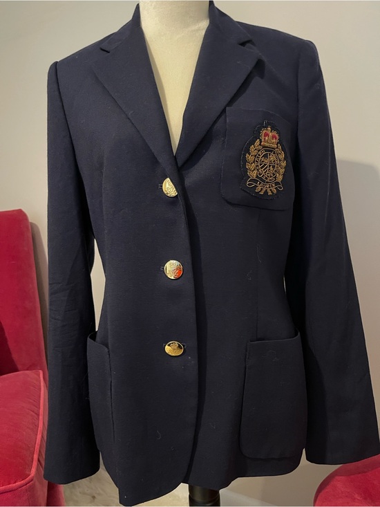 Ralph Lauren Jackets & Blazers - Ralph Lauren Navy Blazer Single Breast with Embroidered Crest and Gold Buttons
